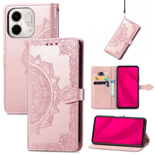 

For Infinix Smart 9 Mandala Flower Embossed Leather Phone Case(Rose Gold)