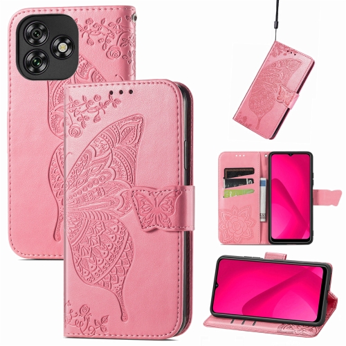 

For Oukitel C53 Butterfly Love Flower Embossed Leather Phone Case(Pink)