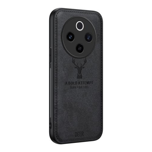 

For vivo Y300 Pro Deer Head Cloth Skin All-inclusive Phone Case(Black)