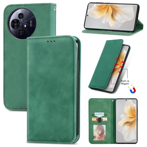 

For TCL 50 Pro NxtPaper Retro Skin Feel Magnetic Flip Leather Phone Case(Green)