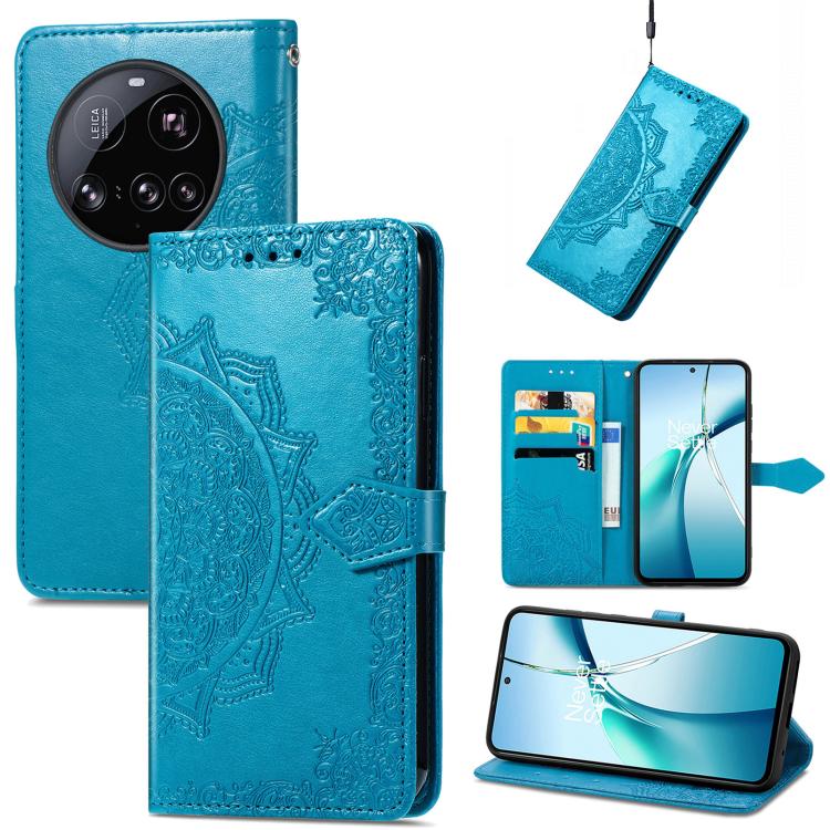 

For Xiaomi 15 Ultra Mandala Flower Embossed Leather Phone Case(Blue)