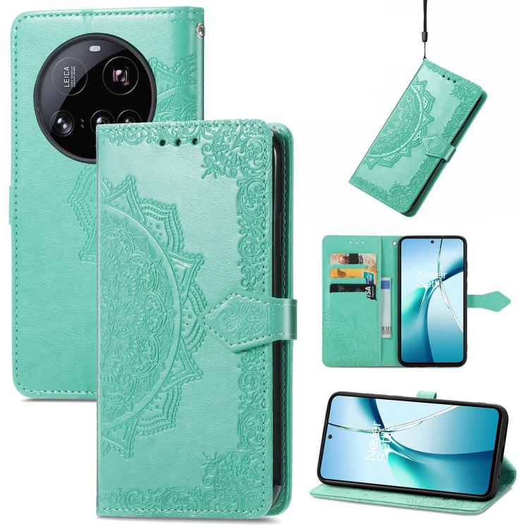 

For Xiaomi 15 Ultra Mandala Flower Embossed Leather Phone Case(Green)