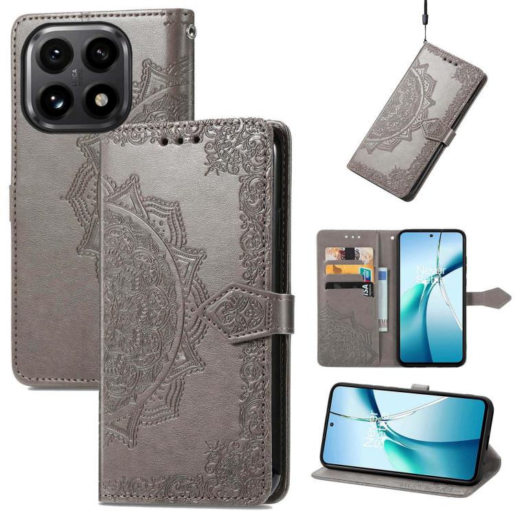 

For Xiaomi 15T Mandala Flower Embossed Leather Phone Case(Gray)