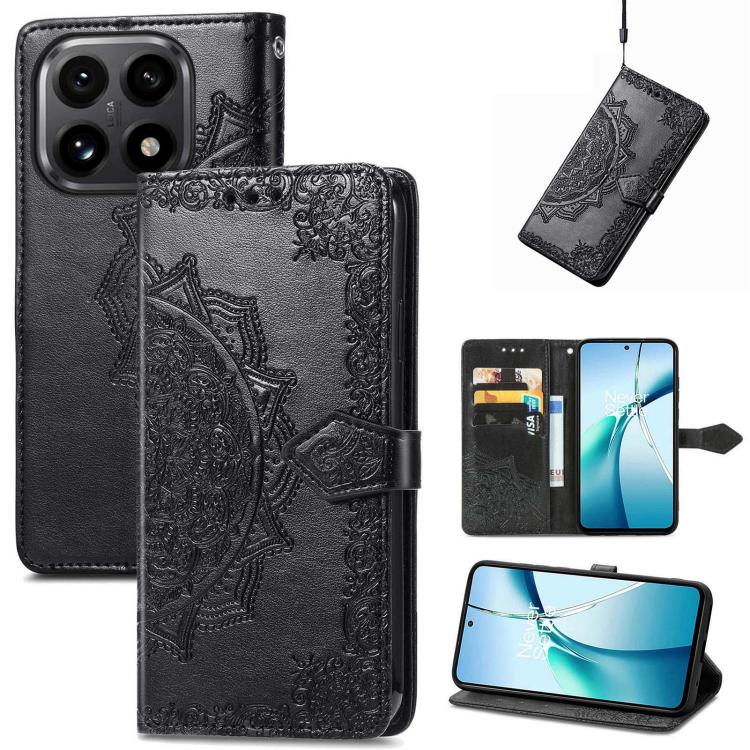 

For Xiaomi 15T Mandala Flower Embossed Leather Phone Case(Black)