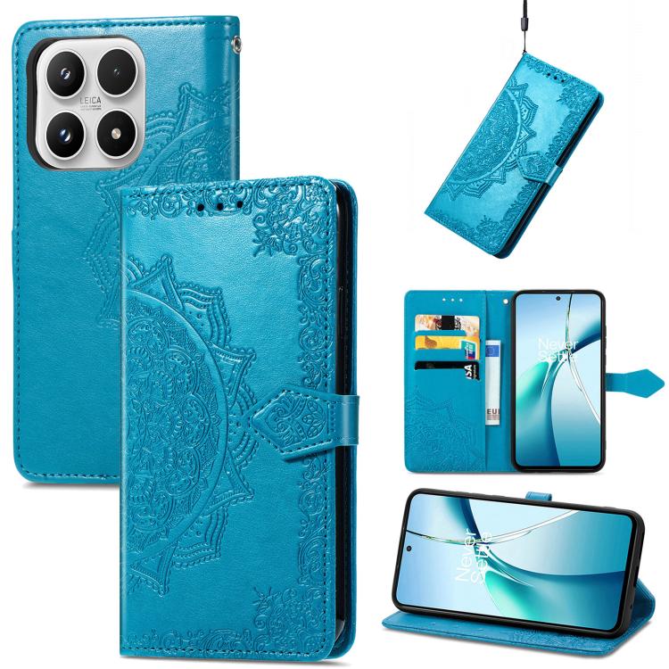 

For Xiaomi 17 Mandala Flower Embossed Leather Phone Case(Blue)