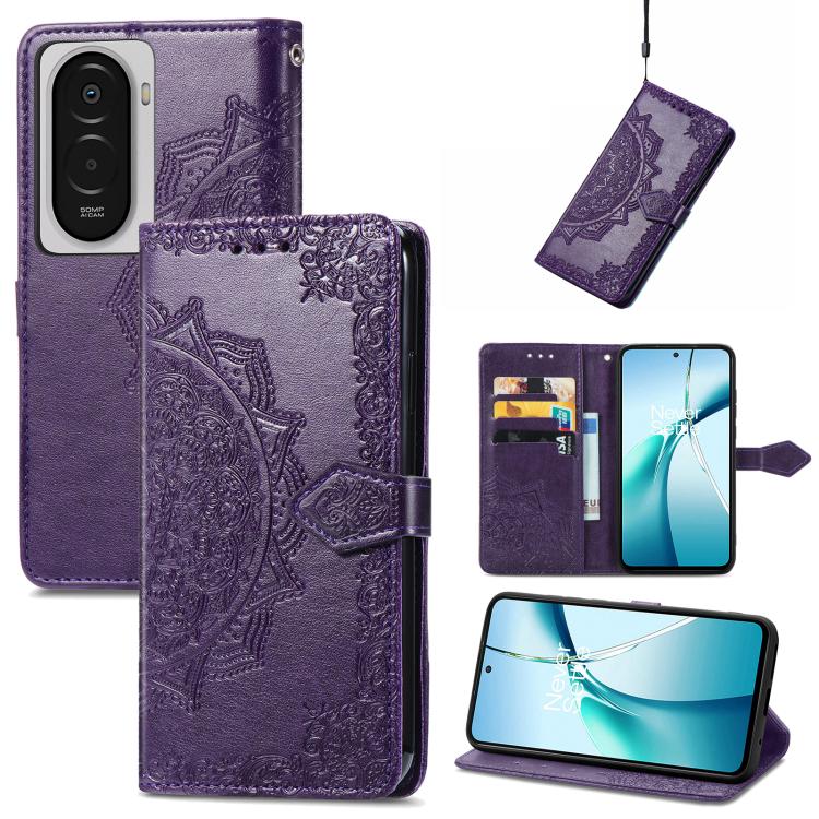 

For Xiaomi Poco M7 4G 169mm Mandala Flower Embossed Leather Phone Case(Purple)