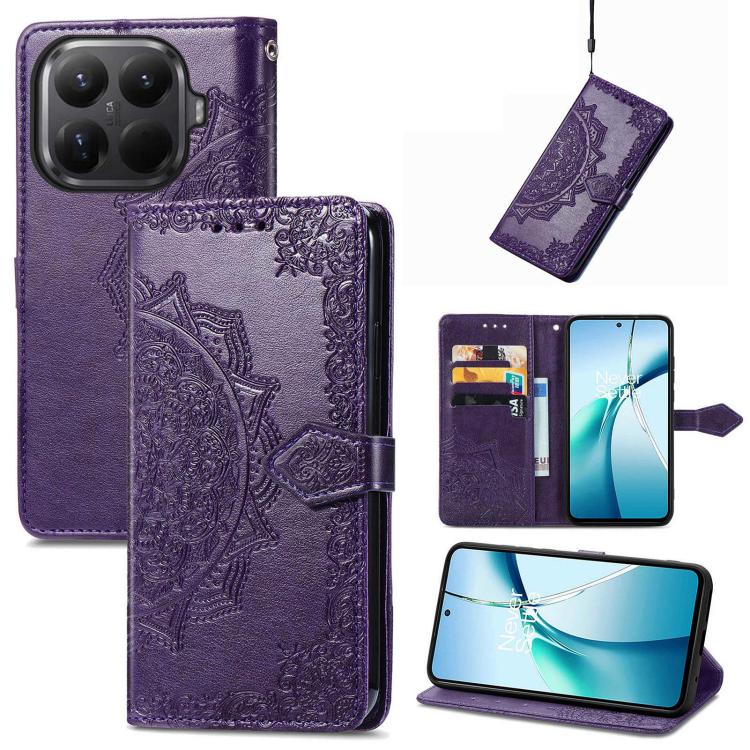 

For Xiaomi 15T Pro Mandala Flower Embossed Leather Phone Case(Purple)