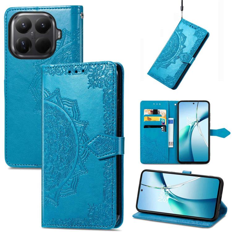 

For Xiaomi 15T Pro Mandala Flower Embossed Leather Phone Case(Blue)