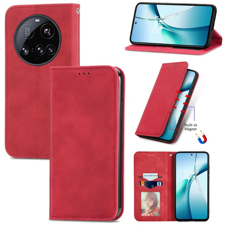 

For Xiaomi 15 Ultra Retro Skin Feel Magnetic Flip Leather Phone Case(Red)