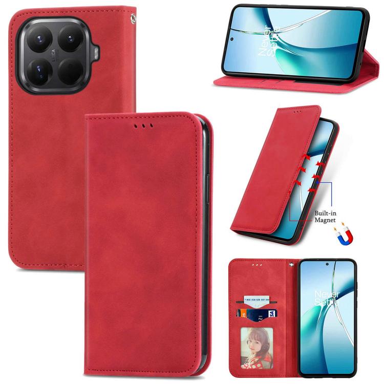 

For Xiaomi 15T Pro Retro Skin Feel Magnetic Flip Leather Phone Case(Red)