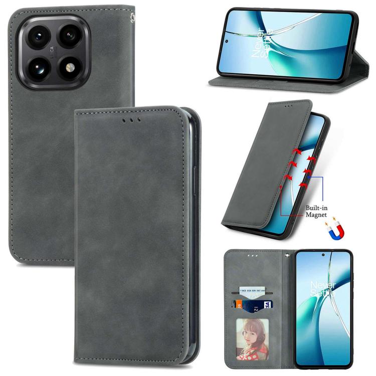 

For Xiaomi 15T Retro Skin Feel Magnetic Flip Leather Phone Case(Gray)