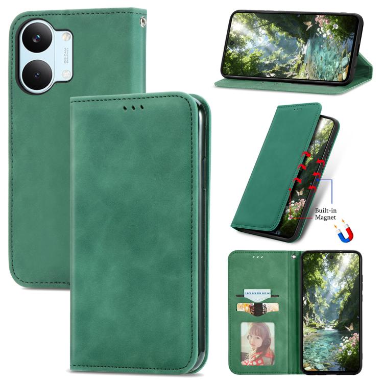 

For Xiaomi Poco X8 Pro Max 5G Retro Skin Feel Magnetic Flip Leather Phone Case(Green)