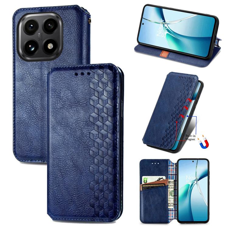 

For Xiaomi 15T Cubic Grid Pressed Magnetic Leather Phone Case(Blue)