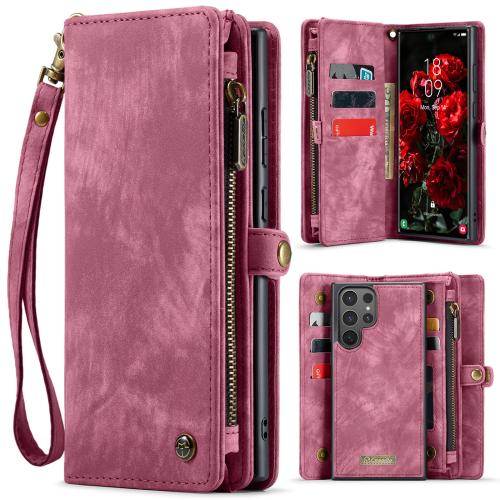 

For Samsung Galaxy S25 Ultra 5G CaseMe 008 Detachable Multifunctional Leather Phone Case(Wine Red)