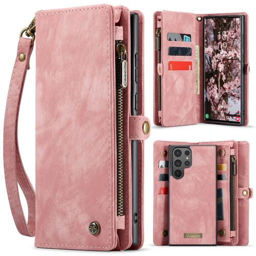 

For Samsung Galaxy S25 Ultra 5G CaseMe 008 Detachable Multifunctional Leather Phone Case(Pink)