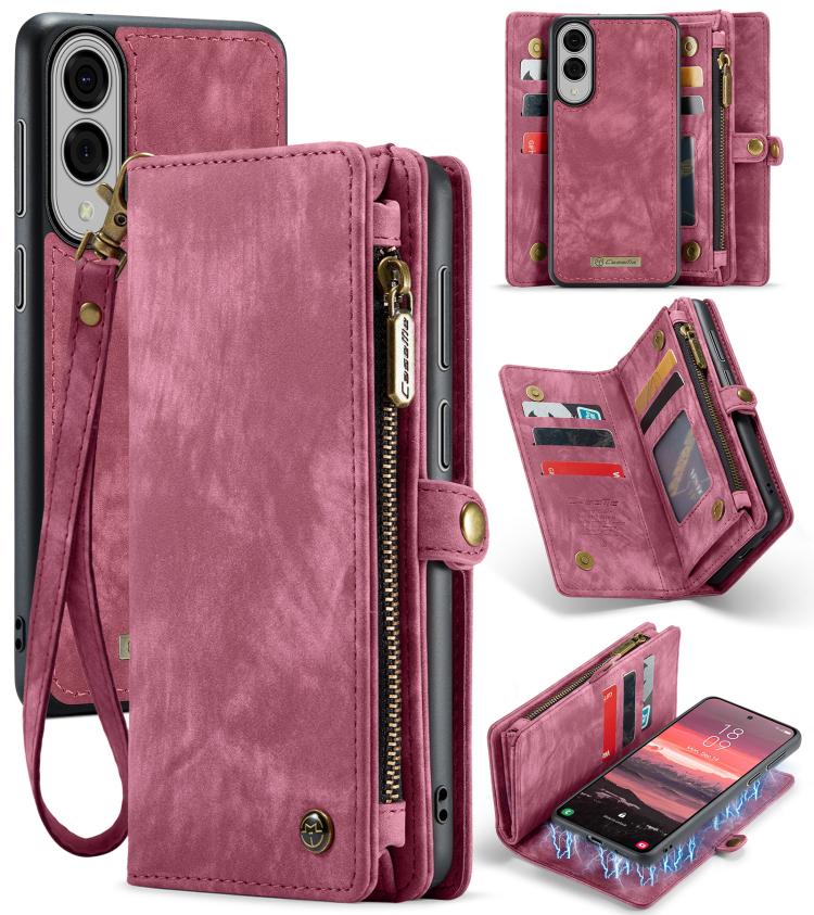 

For Samsung Galaxy S25 Edge 5G CaseMe 008 Detachable Multifunctional Leather Phone Case(Wine Red)