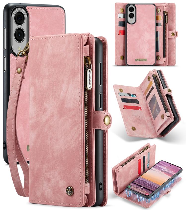 

For Samsung Galaxy S25 Edge 5G CaseMe 008 Detachable Multifunctional Leather Phone Case(Pink)