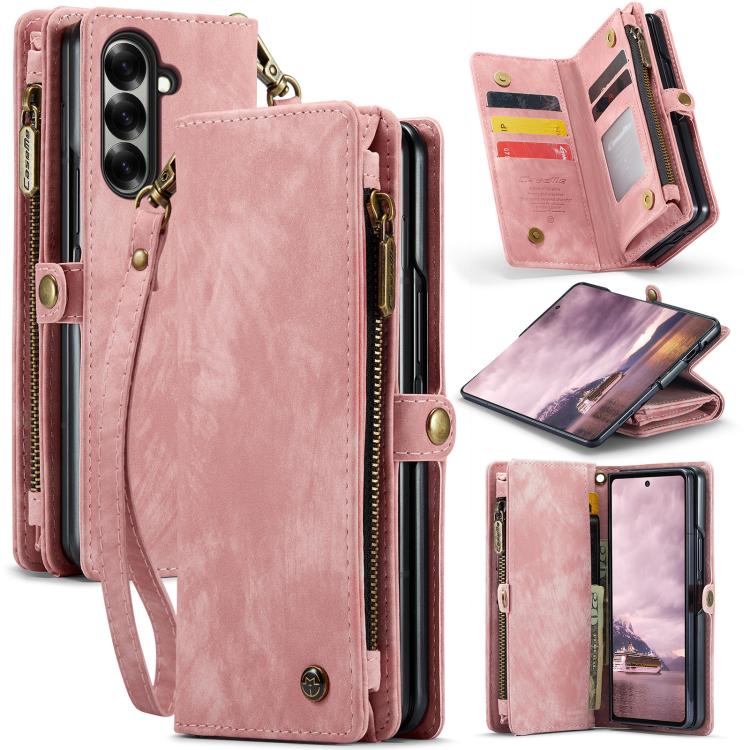 

For Samsung Galaxy Z Fold7 CaseMe 008 Detachable Multifunctional Leather Phone Case(Pink)