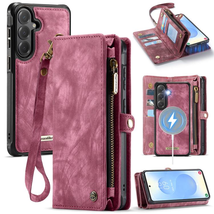 For Samsung Galaxy S26+ 5G CaseMe 008 Detachable Multifunctional Leather Phone Case(Wine Red)
