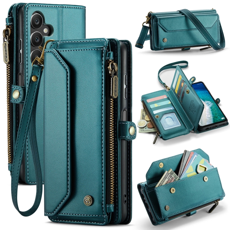 

For Samsung Galaxy A16 5G CaseMe C36 Card Slots Zipper Wallet RFID Anti-theft Leather Phone Case(Blue)