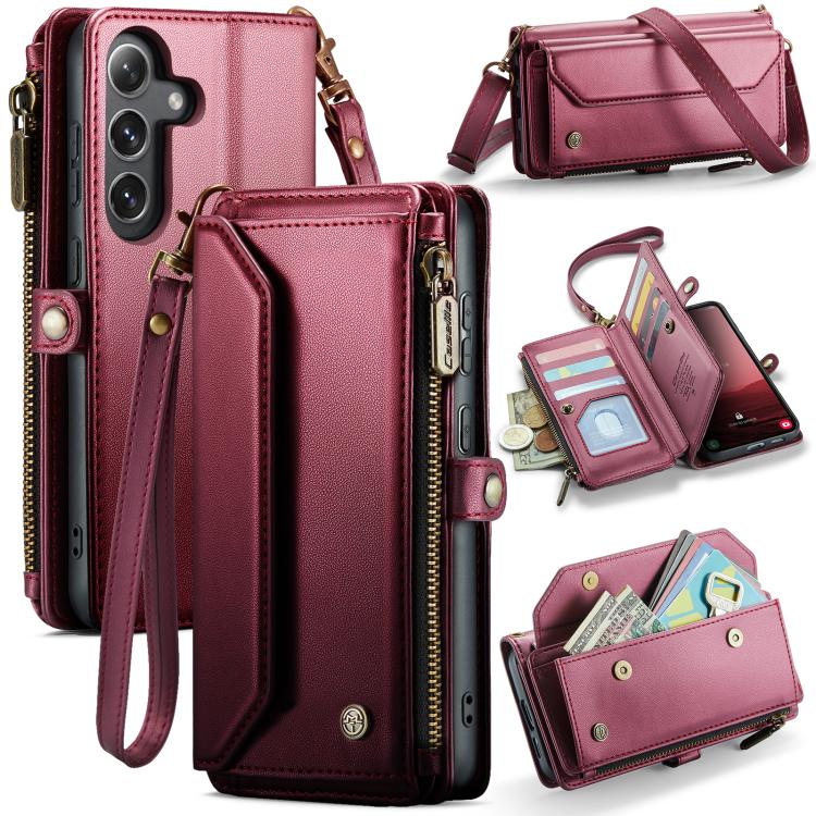 

For Samsung Galaxy S25+ 5G CaseMe C36 Card Slots Zipper Wallet RFID Anti-theft Leather Phone Case(Red)