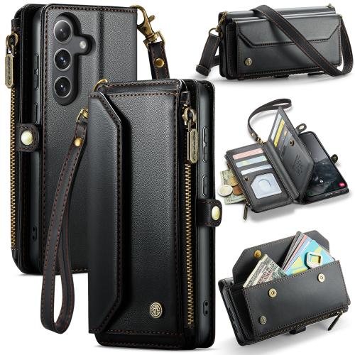 

For Samsung Galaxy S25+ 5G CaseMe C36 Card Slots Zipper Wallet RFID Anti-theft Leather Phone Case(Black)