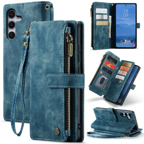 

For Samsung Galaxy S25+ 5G CaseMe C30 Card Slots Zipper Wallet Leather Phone Case(Blue)