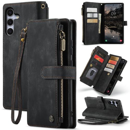 

For Samsung Galaxy S25+ 5G CaseMe C30 Card Slots Zipper Wallet Leather Phone Case(Black)