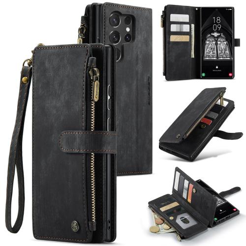 

For Samsung Galaxy S25 Ultra 5G CaseMe C30 Card Slots Zipper Wallet Leather Phone Case(Black)