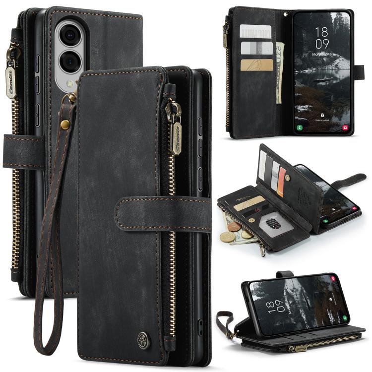 

For Samsung Galaxy S25 Edge 5G CaseMe C30 Card Slots Zipper Wallet Leather Phone Case(Black)