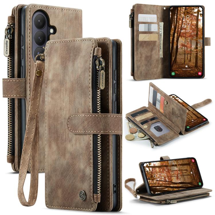 

For Samsung Galaxy S26 5G CaseMe C30 Card Slots Zipper Wallet Leather Phone Case(Brown)