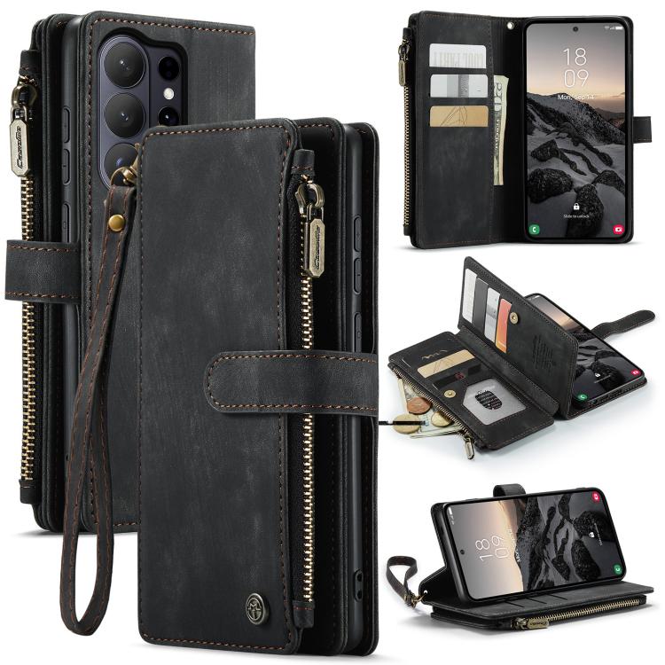 

For Samsung Galaxy S26 Ultra 5G CaseMe C30 Card Slots Zipper Wallet Leather Phone Case(Black)