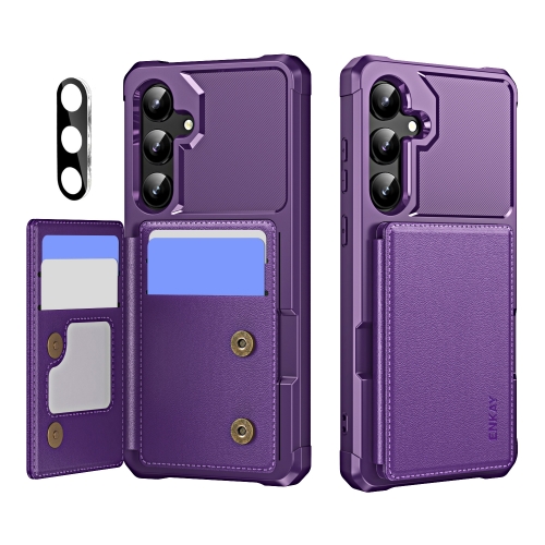 

For Samsung Galaxy S24 5G ENKAY Hat-Prince Card Slot Wallet TPU Back Leather Phone Case with Lens Film(Purple)