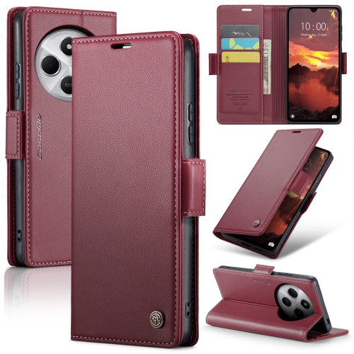 

For Redmi 14C CaseMe 023 Butterfly Buckle Litchi Texture RFID Anti-theft Leather Phone Case(Red)