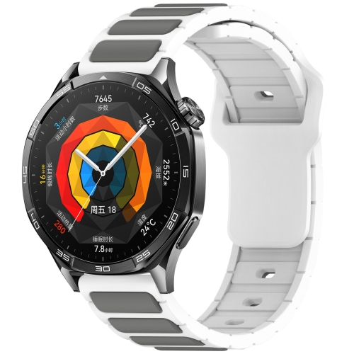 

For Huawei Watch 22mm Two Color I-Shaped Silicone Watch Band(White + Gray)