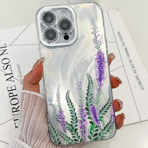 

For iPhone 16 Pro Electroplating Flowers Plants Texture TPU Phone Case(Lavender FL3)