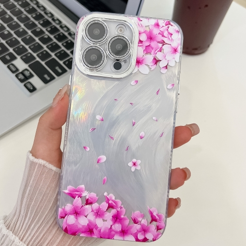 

For iPhone 16 Pro Electroplating Flowers Plants Texture TPU Phone Case(Sakura FL12)