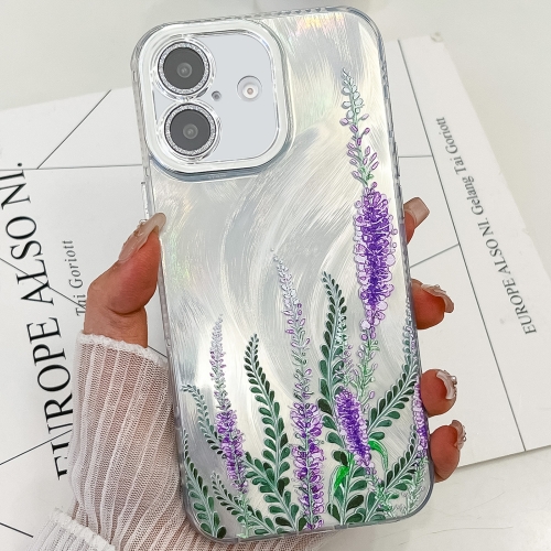 

For iPhone 16 Electroplating Flowers Plants Texture TPU Phone Case(Lavender FL3)