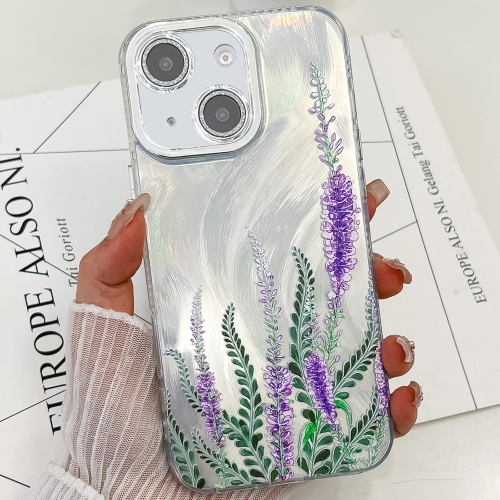 

For iPhone 14 Electroplating Flowers Plants Texture TPU Phone Case(Lavender FL3)