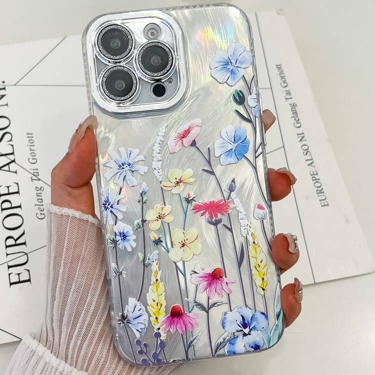 

For iPhone 13 Pro Electroplating Flowers Plants Texture TPU Phone Case(Wildflower FL2)