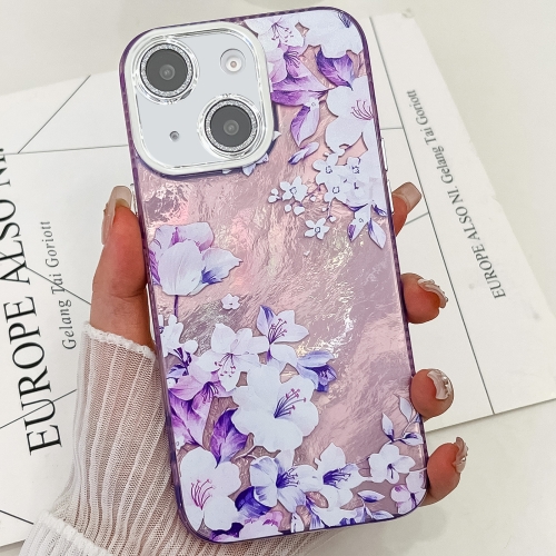 

For iPhone 13 Electroplating Flowers Plants Texture TPU Phone Case(Azalea FL4)