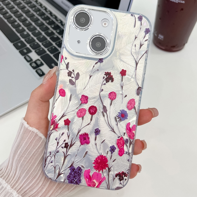 

For iPhone 13 Electroplating Flowers Plants Texture TPU Phone Case(Carnation FL7)