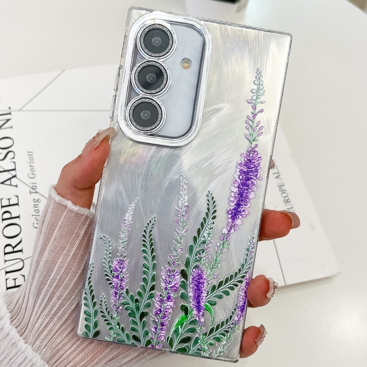 

For Samsung Galaxy S25 5G Electroplating Flowers Plants Texture TPU Phone Case(Lavender FL3)