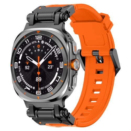 

For Samsung Galaxy Watch Ultra 47mm Black Connector Quick Release Silicone Watch Band(Orange)