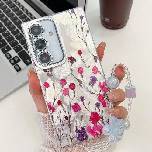 

For Samsung Galaxy S24 5G Electroplating Flowers Plants Texture Wristband TPU Phone Case(Carnation FL7)