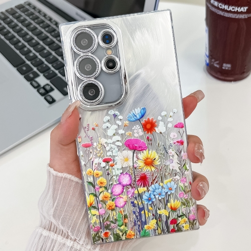 For Samsung Galaxy S25 Ultra 5G Electroplating Flower Texture TPU Phone Case(Flowers SH4)