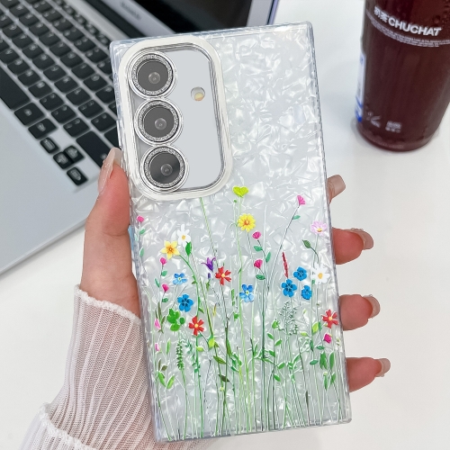 For Samsung Galaxy S24 FE 5G Electroplating Flower Texture TPU Phone Case(Little Wildflower SH3)