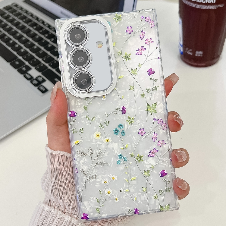 

For Samsung Galaxy S24 5G Electroplating Flower Texture TPU Phone Case(Wild Chrysanthemum SH5)