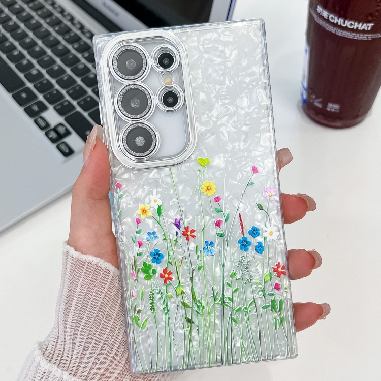 

For Samsung Galaxy S23 Ultra 5G Electroplating Flower Texture TPU Phone Case(Little Wildflower SH3)