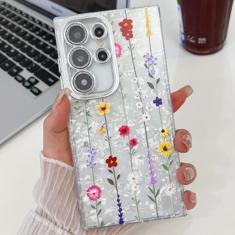 

For Samsung Galaxy S23 Ultra 5G Electroplating Flower Texture TPU Phone Case(Yellow Wildflower SH6)